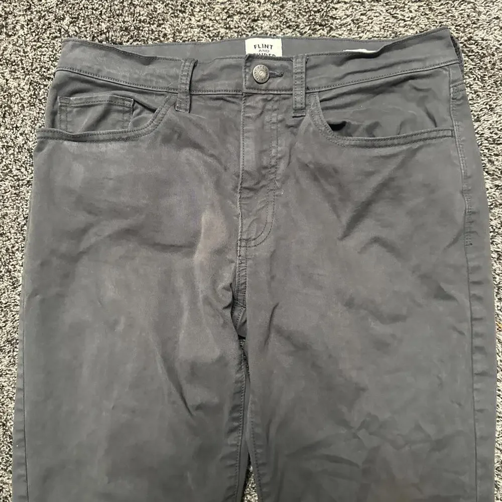 FLINT & TINDER Men’s‎ 31x30 Gray Twill Cotton Slim Fit 365 Pants READ